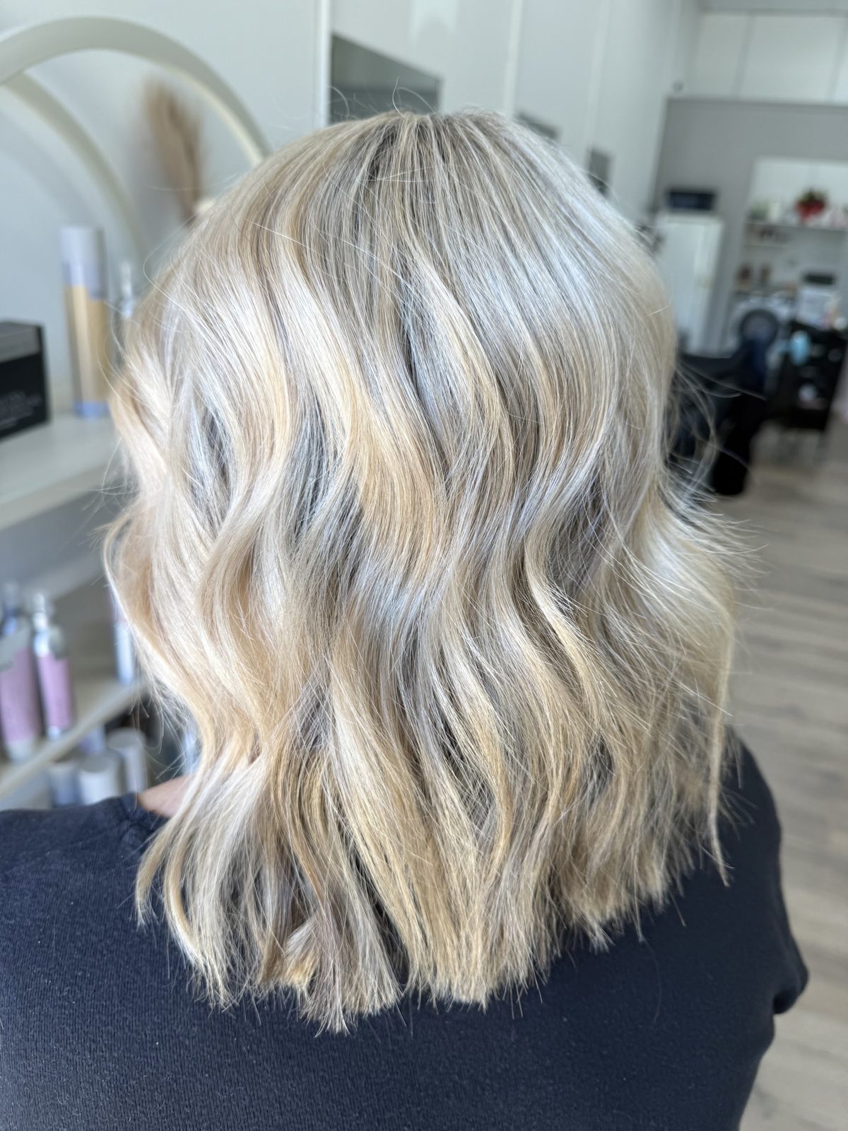 Wavy textured blonde balayage